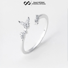 Nhẫn bạc nữ KYDOPAL hình cánh hồ điệp cành lá đính đá sang trọng trang sức bạc 925 - PAL9C11N7
