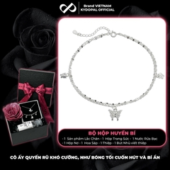Lắc chân bạc nữ KYDOPAL dây kép hoa chặn treo charm hồ điệp đính đá dịu dàng, sang trọng - PAL9C8LC5