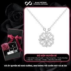 Dây chuyền bạc nữ KYDOPAL mẫu cỏ bốn 4 lá cá tính đá ghép hai trái tim trang sức 925 - PAL9C3C29