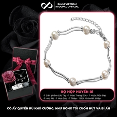 Lắc tay bạc nữ KYDOPAL vòng tay hạt trai nước ngọt mix ống bạc xoắn nữ tính trang sức bạc 925 - PAL9C3L53