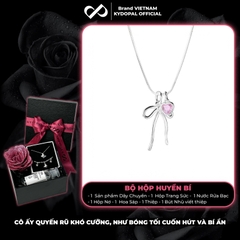 Dây chuyền bạc nữ KYDOPAL vòng cổ cá tính dây mì mặt hình nơ trơn mix đá tim hồng xinh xắn - PAL9C3C34