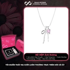 Dây chuyền bạc nữ KYDOPAL vòng cổ cá tính dây mì mặt hình nơ trơn mix đá tim hồng xinh xắn - PAL9C3C34