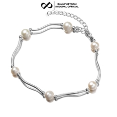 Lắc tay bạc nữ KYDOPAL vòng tay hạt trai nước ngọt mix ống bạc xoắn nữ tính trang sức bạc 925 - PAL9C3L53