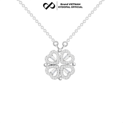 Dây chuyền bạc nữ KYDOPAL mẫu cỏ bốn 4 lá cá tính đá ghép hai trái tim trang sức 925 - PAL9C3C29