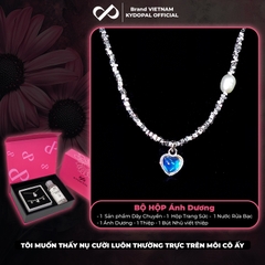 Dây chuyền bạc nữ KYDOPAL vòng cổ trái tim đá moon ánh xanh hạt vỡ nữ trang sức bạc 925 - PAL9C3C36