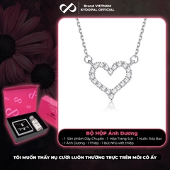 Dây chuyền bạc nữ KYDOPAL cá tính tim rỗng nạm đá viền cao cấp trang sức bạc 925 - PAL9C3C22