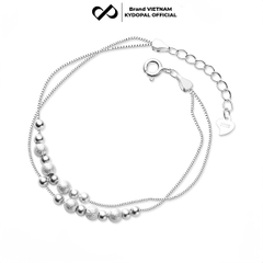 Lắc tay, lắc chân bạc nữ KYDOPAL dây kép xỏ bi cá tính phay cát lấp lánh trang sức 925 - PAL9C3L65