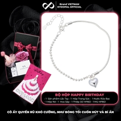 Lắc tay bạc nữ KYDOPAL vòng tay trái tim phồng treo dây mì bi chắc chắn trang sức 925 - PAL9C12L16