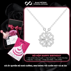 Dây chuyền bạc nữ KYDOPAL mẫu cỏ bốn 4 lá cá tính đá ghép hai trái tim trang sức 925 - PAL9C3C29