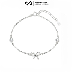 Lắc tay bạc nữ KYDOPAL nơ thắt cánh kép đính đá mix ổ đá tròn xinh xắn dịu dàng 925 - PAL9C8L16