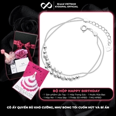 Lắc tay, lắc chân bạc nữ KYDOPAL dây kép xỏ bi cá tính phay cát lấp lánh trang sức 925 - PAL9C3L65