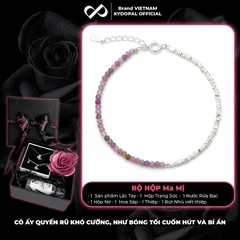 Lắc tay bạc nữ KYDOPAL vòng tay tuamaline hạt đá tròn màu sắc mix hạt bạc vỡ nhẹ nhàng - PAL9C3L24