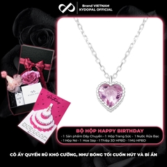 Dây chuyền bạc nữ KYDOPAL mẫu cá tính hạt mix mặt tim hồng blink lấp lánh trang sức 925 - PAL9C3C67