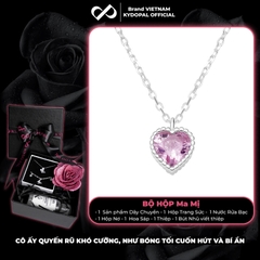 Dây chuyền bạc nữ KYDOPAL mẫu cá tính hạt mix mặt tim hồng blink lấp lánh trang sức 925 - PAL9C3C67