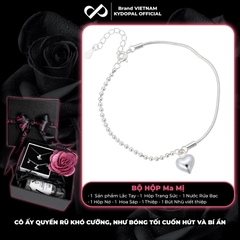 Lắc tay bạc nữ KYDOPAL vòng tay trái tim phồng treo dây mì bi chắc chắn trang sức 925 - PAL9C12L16