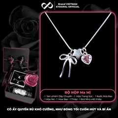 Dây chuyền bạc nữ KYDOPAL cá tính treo Charm nơ thắt, ngôi sao và tim hồng dễ thương - PAL9C3C38