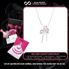 Dây chuyền bạc nữ KYDOPAL vòng cổ cá tính dây mì mặt hình nơ trơn mix đá tim hồng xinh xắn - PAL9C3C34