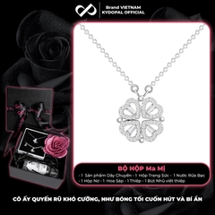 Dây chuyền bạc nữ KYDOPAL mẫu cỏ bốn 4 lá cá tính đá ghép hai trái tim trang sức 925 - PAL9C3C29