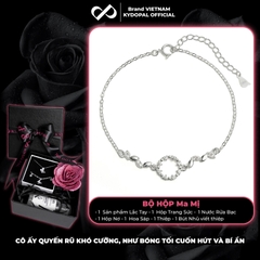 Lắc tay bạc nữ KYDOPAL mặt tròn nạm đá hình lá Circle Leaf huyền thoại biển xanh xinh xắn - PAL9C8L3