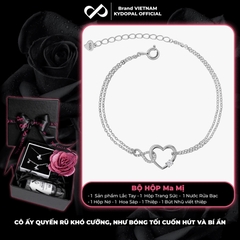 Lắc tay bạc nữ KYDOPAL trái tim cá tính kết nối vô cực nữ tính trang sức bạc 925 - PAL9C3L33