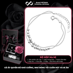 Lắc tay, lắc chân bạc nữ KYDOPAL dây kép xỏ bi cá tính phay cát lấp lánh trang sức 925 - PAL9C3L65