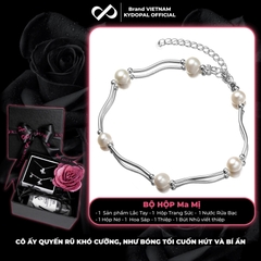 Lắc tay bạc nữ KYDOPAL vòng tay hạt trai nước ngọt mix ống bạc xoắn nữ tính trang sức bạc 925 - PAL9C3L53