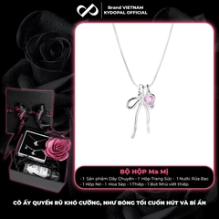 Dây chuyền bạc nữ KYDOPAL vòng cổ cá tính dây mì mặt hình nơ trơn mix đá tim hồng xinh xắn - PAL9C3C34