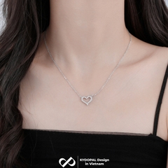 Dây chuyền bạc nữ KYDOPAL cá tính tim rỗng nạm đá viền cao cấp trang sức bạc 925 - PAL9C3C22