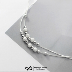 Lắc tay, lắc chân bạc nữ KYDOPAL dây kép xỏ bi cá tính phay cát lấp lánh trang sức 925 - PAL9C3L65