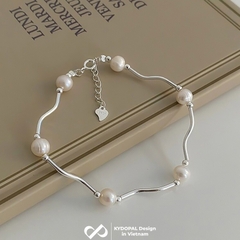 Lắc tay bạc nữ KYDOPAL vòng tay hạt trai nước ngọt mix ống bạc xoắn nữ tính trang sức bạc 925 - PAL9C3L53