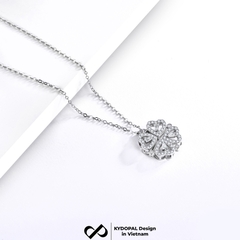 Dây chuyền bạc nữ KYDOPAL mẫu cỏ bốn 4 lá cá tính đá ghép hai trái tim trang sức 925 - PAL9C3C29