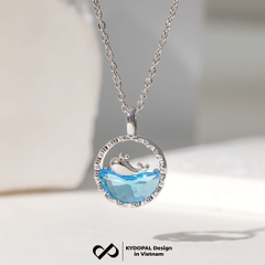Dây chuyền bạc nữ KYDOPAL vòng cổ cá tính cá voi biển xanh lấp lánh trang sức bạc 925 - PAL9C3C49
