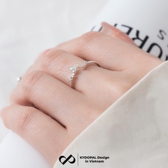 Nhẫn bạc nữ KYDOPAL hình cánh hồ điệp cành lá đính đá sang trọng trang sức bạc 925 - PAL9C11N7