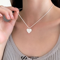 Dây chuyền bạc nữ KYDOPAL vòng cổ cá tính dây xù kim tuyến treo mặt tim phay cát bản to trang sức bạc 925 - PAL9C3C59