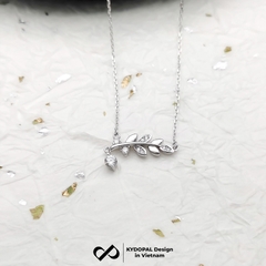 Dây chuyền bạc nữ KYDOPAL mặt tán lá treo hạt đá nhỏ nữ tính trang sức bạc 925 - PAL9C3C63