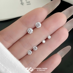 Bông tai bạc KYDOPAL nam nữ nụ đá 925 chốt ren vặn nhiều size cá tính trang sức bạc 925 - PAL9C3K10