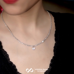 Dây chuyền bạc nữ KYDOPAL vòng cổ trái tim đá moon ánh xanh hạt vỡ nữ trang sức bạc 925 - PAL9C3C36