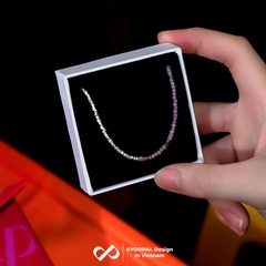 Lắc tay bạc nữ KYDOPAL vòng tay tuamaline hạt đá tròn màu sắc mix hạt bạc vỡ nhẹ nhàng - PAL9C3L24