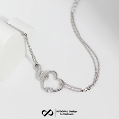 Lắc tay bạc nữ KYDOPAL trái tim cá tính kết nối vô cực nữ tính trang sức bạc 925 - PAL9C3L33