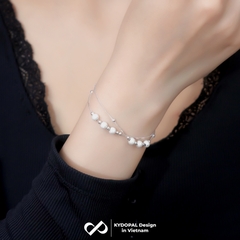Lắc tay, lắc chân bạc nữ KYDOPAL dây kép xỏ bi cá tính phay cát lấp lánh trang sức 925 - PAL9C3L65