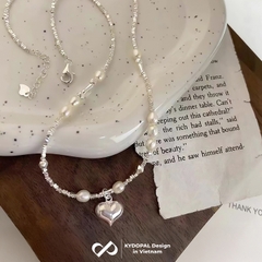 Dây chuyền bạc nữ KYDOPAL hạt vỡ Charm tim trai nước ngọt tự nhiên trang sức cao cấp - PAL9C3C66