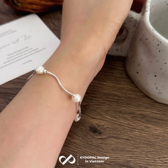 Lắc tay bạc nữ KYDOPAL vòng tay hạt trai nước ngọt mix ống bạc xoắn nữ tính trang sức bạc 925 - PAL9C3L53