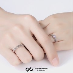 Nhẫn đôi bạc KYDOPAL cá tính gắn đá moonstone dành cho các cặp đôi trang sức bạc 925 - PAL9C3N8