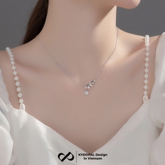 Dây chuyền bạc nữ KYDOPAL mặt tán lá treo hạt đá nhỏ nữ tính trang sức bạc 925 - PAL9C3C63