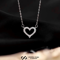Dây chuyền bạc nữ KYDOPAL cá tính tim rỗng nạm đá viền cao cấp trang sức bạc 925 - PAL9C3C22