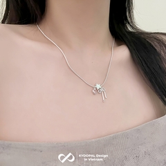 Dây chuyền bạc nữ KYDOPAL cá tính treo Charm nơ thắt, ngôi sao và tim hồng dễ thương - PAL9C3C38