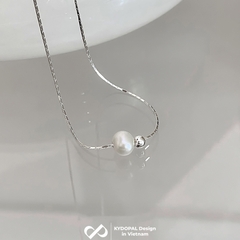 Dây chuyền bạc nữ KYDOPAL vòng cổ cá tính hạt mì mix hạt trai nữ tính trang sức bạc 925  - PAL9C3C55