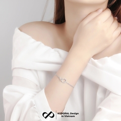 Lắc tay bạc nữ KYDOPAL trái tim cá tính kết nối vô cực nữ tính trang sức bạc 925 - PAL9C3L33