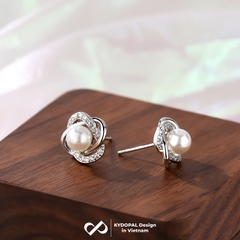 Khuyên tai bạc nữ KYDOPAL hoa cá tính xoắn đính trai nước ngọt tự nhiên nữ tính - PAL9C3K8