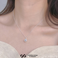 Dây chuyền bạc nữ KYDOPAL vòng cổ cá tính ổ đá cánh hoa tú cầu moonstone trang sức bạc 925 - PAL9C3C33